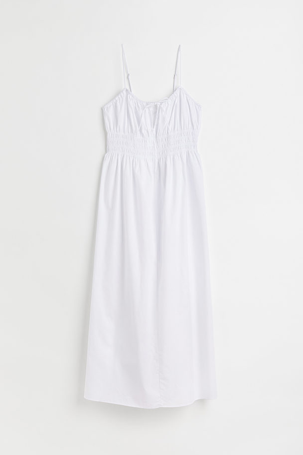 H&M Gesmoktes Baumwollkleid Weiß