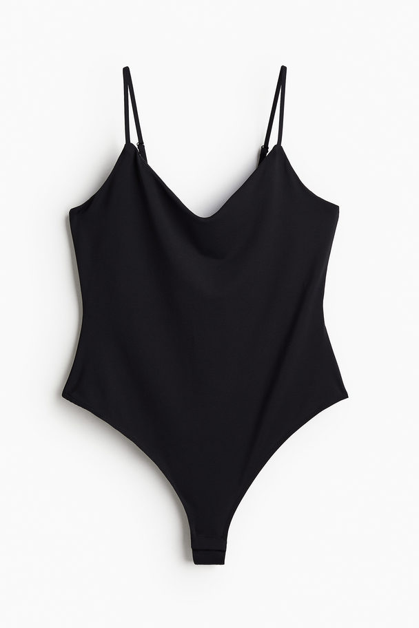 H&M V-ringad Body Med Smala Axelband Svart