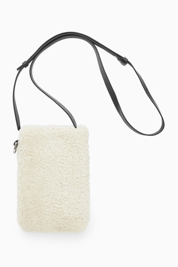 COS Crossbody Pouch - Shearling Off-white