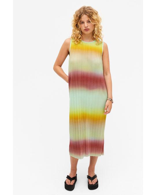 Monki Midi Pleated Dress Multicoloured Pattern