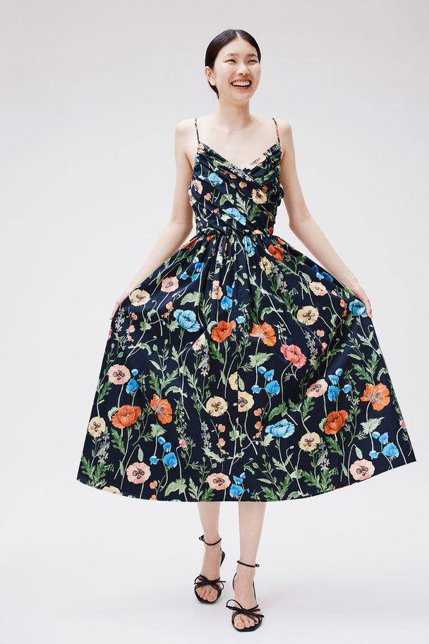 H&M Cotton Dress Black/floral