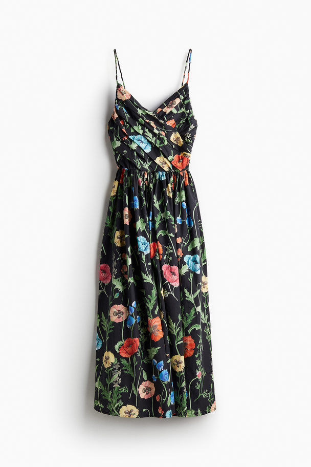 H&M Katoenen Jurk Zwart/bloemen