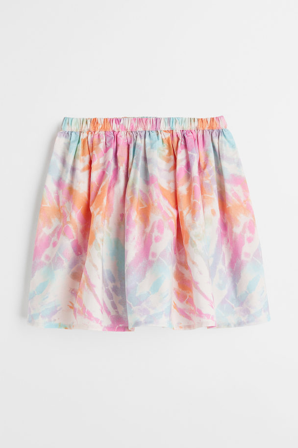 H&M Patterned Cotton Skirt Light Pink/tie-dye