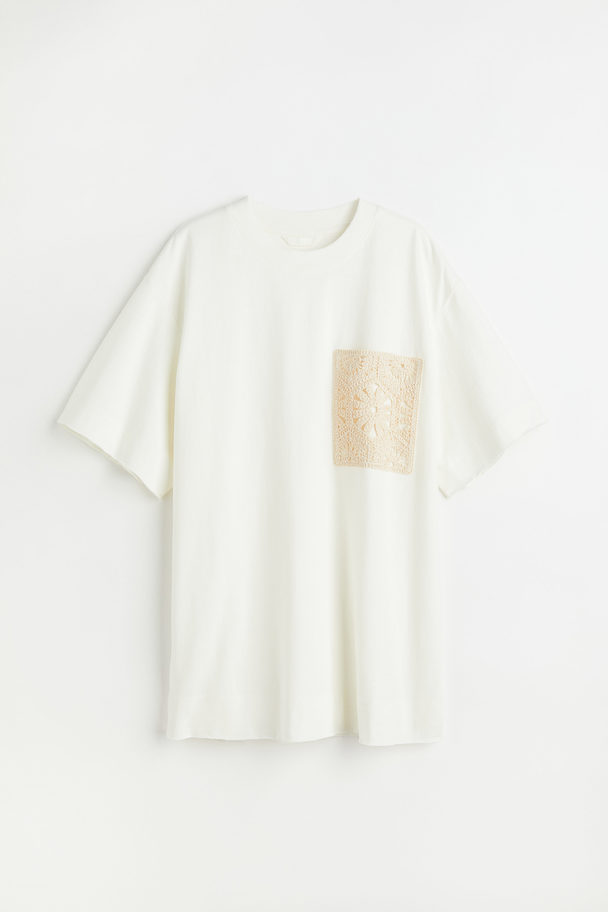 H&M Oversized T-shirt White/light Beige