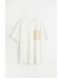Oversized T-shirt Hvid/lys Beige