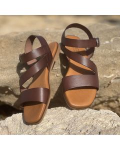 Sirona Brown Leather Flat Sandal