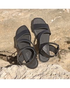 Sirona Black Leather Flat Sandal