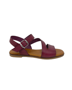 Sirona Burgundy Leather Flat Sandal