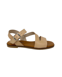 Sirona Beige Leather Flat Sandal