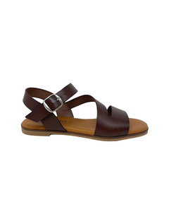 Sirona Brown Leather Flat Sandal