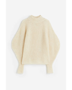 Mohair-blend Rib-knit Jumper Light Beige