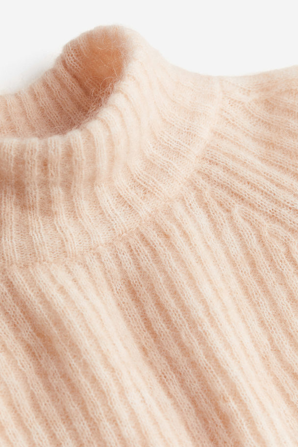H&M Mohair-blend Rib-knit Jumper Light Pink