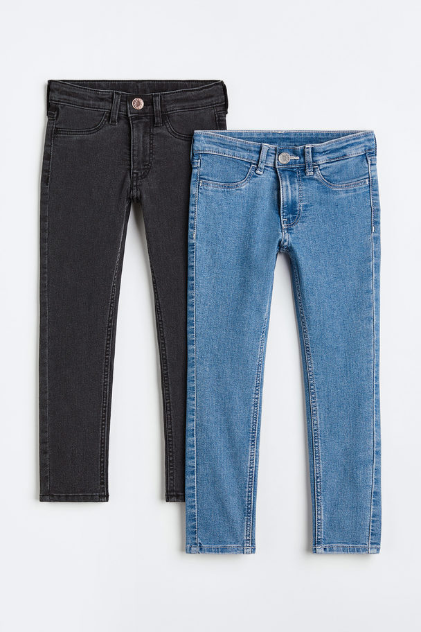 H&M 2er-Pack Skinny Fit Jeans Blau/Schwarz