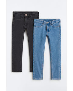 2er-Pack Skinny Fit Jeans Blau/Schwarz