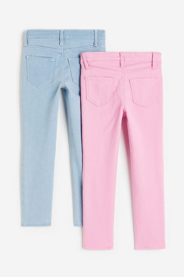 H&M Set Van 2 Skinny Fit Jeans Lichtroze/licht Denimblauw