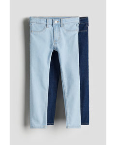 2er-Pack Skinny Fit Jeans Helles Denimblau/Denimblau