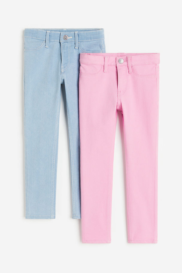 H&M Set Van 2 Skinny Fit Jeans Lichtroze/licht Denimblauw