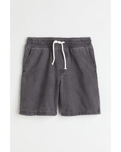 Cotton Denim Shorts Dark Grey