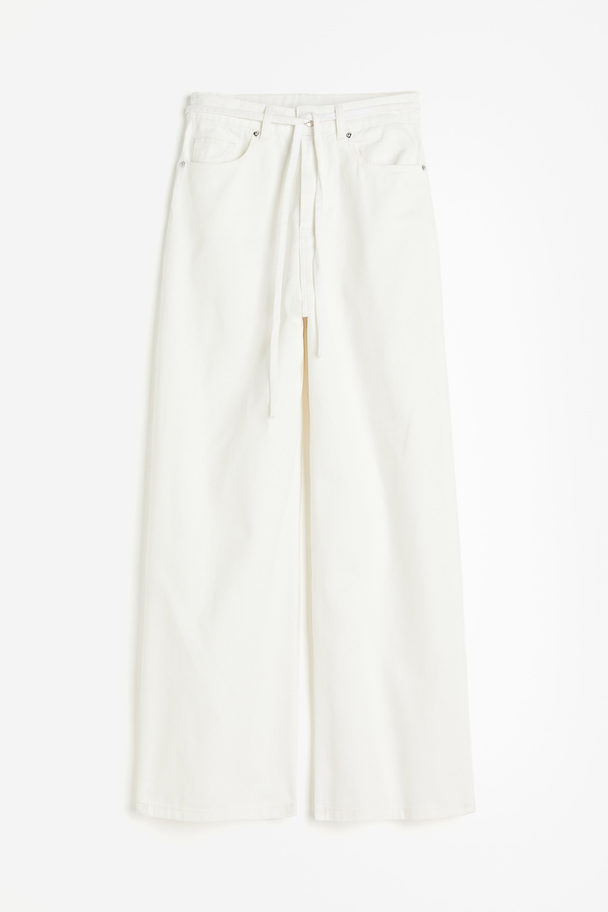 H&M Baggy Broek Van Twill Wit