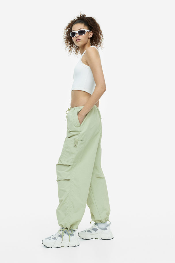 H&M Nylon Parachute Trousers Light Green