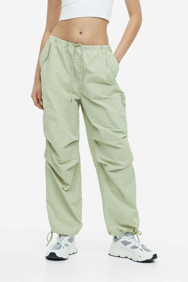 H&M Nylon Parachute Trousers Light Green