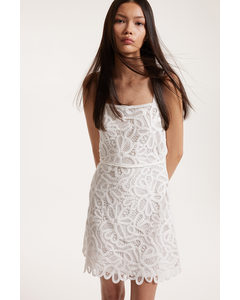 Crochet-look Strappy Dress White