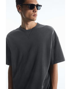 Oversized Heavyweight Short-sleeved Sweatshirt Washed Black