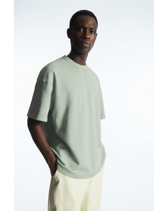 Oversized Heavyweight Short-sleeved Sweatshirt Light Green