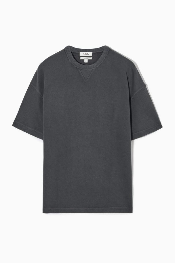COS Oversized Heavyweight Short-sleeved Sweatshirt Washed Black
