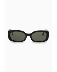 Slim Rectangular Sunglasses Black