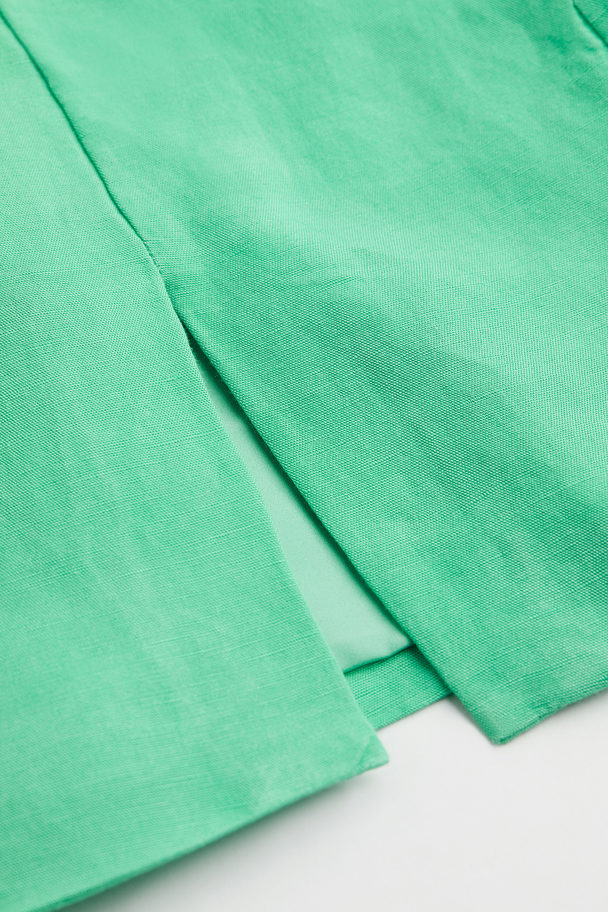 H&M Short Linen-blend Skirt Green