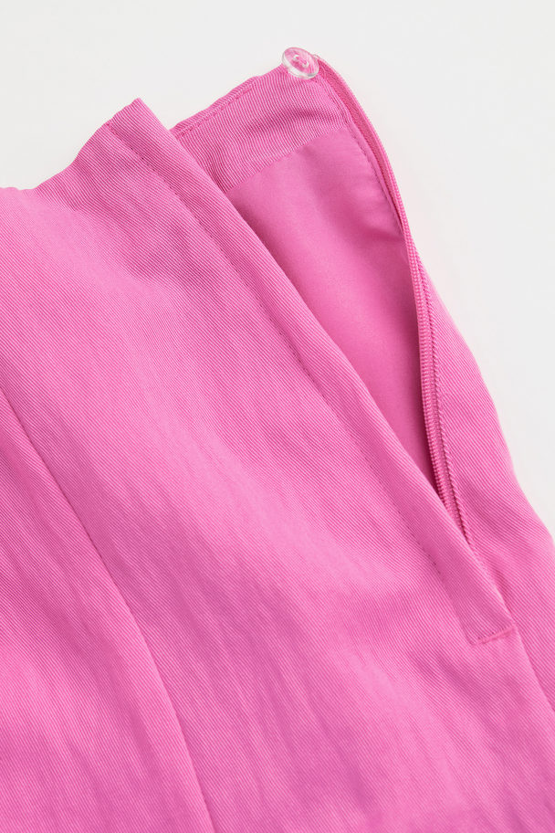 H&M Short Linen-blend Skirt Pink