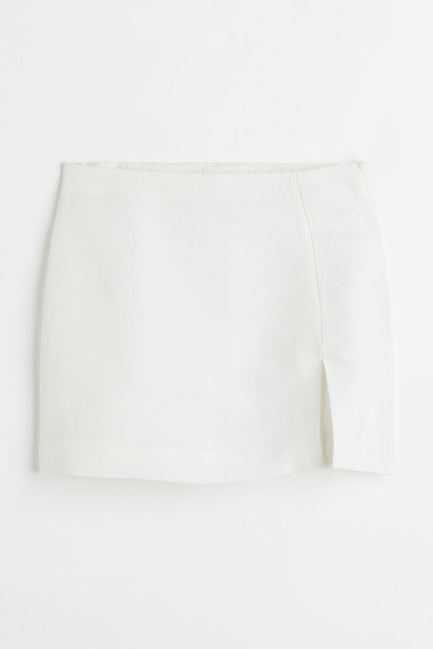 H&M Short Linen-blend Skirt White