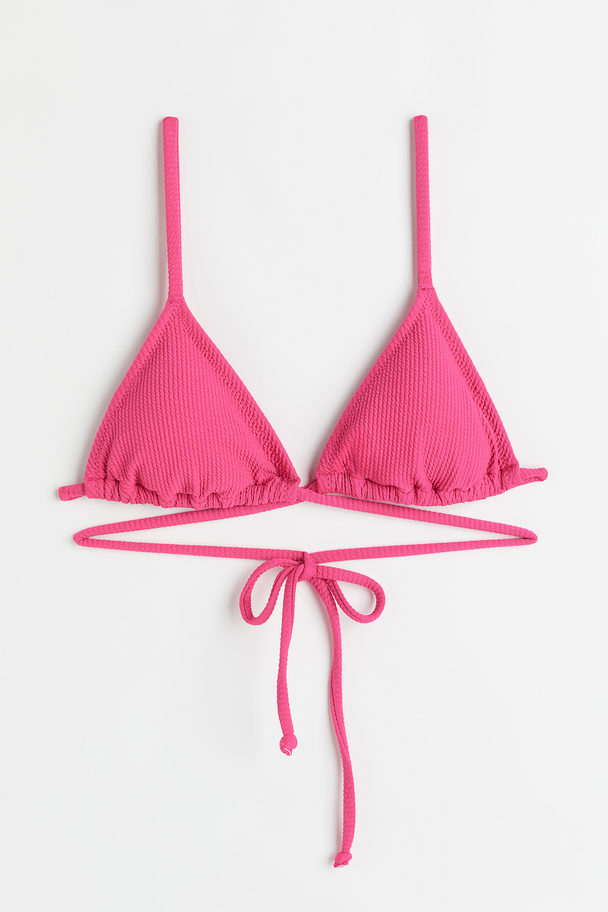 H&M Wattiertes Triangel-Bikinitop Rosa