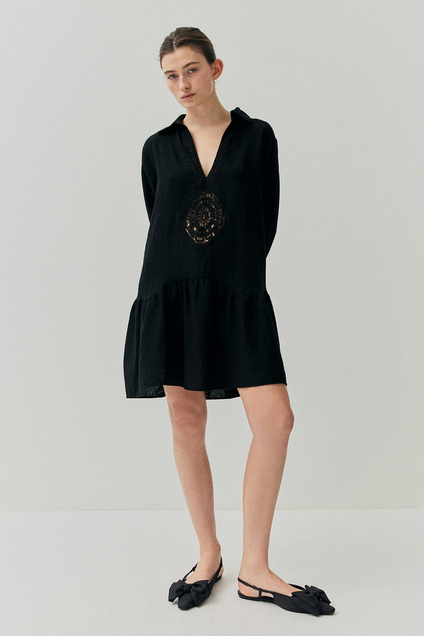 H&M Lace-detail Dress Black
