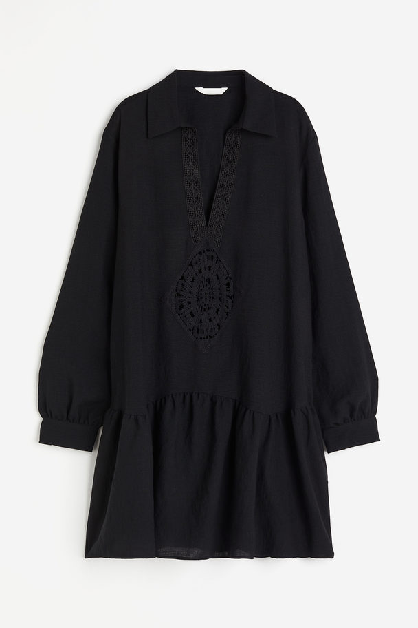 H&M Lace-detail Dress Black