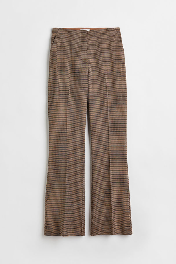 H&M Flared Trousers Greige/checked