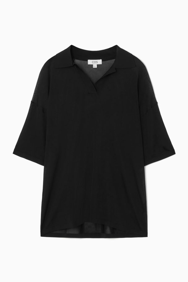 COS Oversized Polo Shirt Black