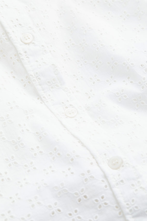 H&M Overhemdblouse Met Broderie Anglaise Wit