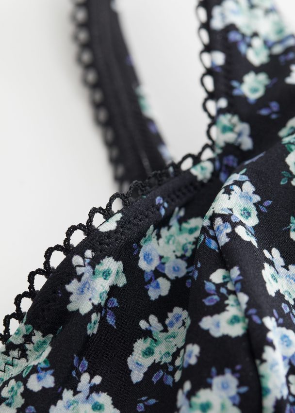 & Other Stories Floral Print Underwire Bikini Top Blue Florals