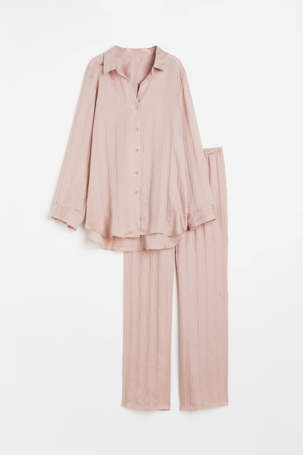 H&M Pyjama Shirt And Bottoms Pink