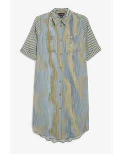 Midi Shirt Dress Khaki Stripes