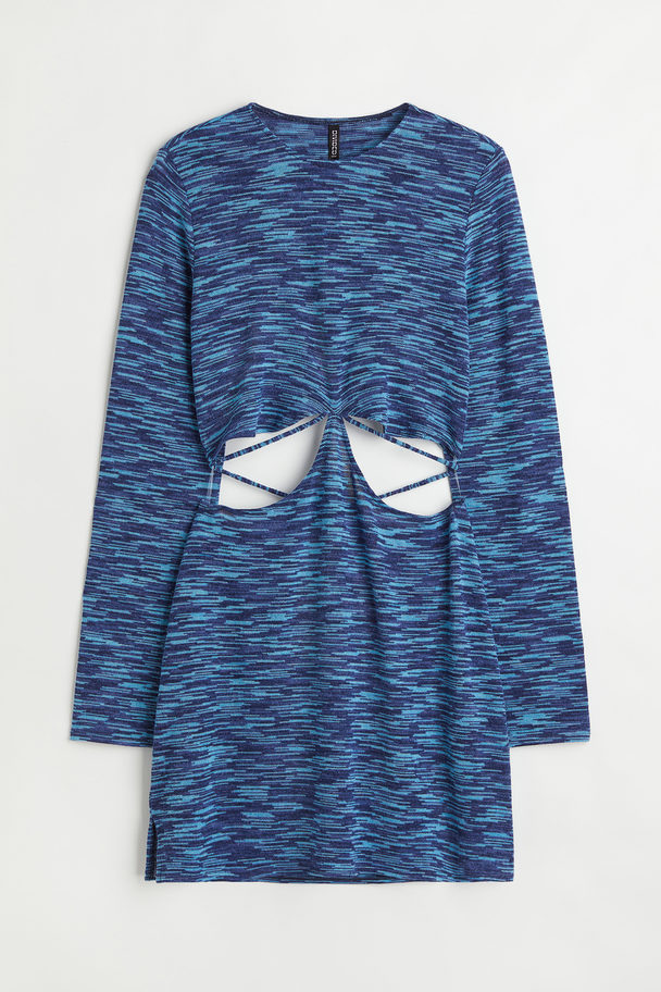 H&M H&m+ Fine-knit Dress Dark Blue/patterned