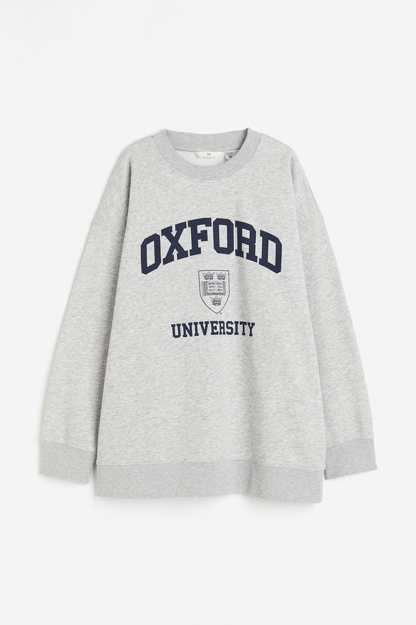 H&M Oversized Sweatshirt Grey Marl/oxford University