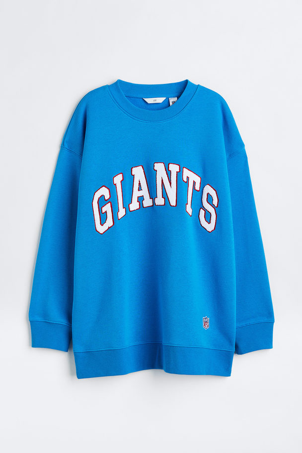 H&M Oversized Sweatshirt Klar Blå/giants