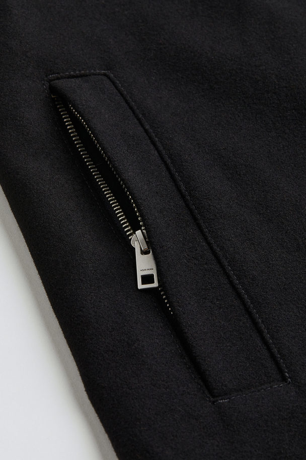 H&M Wool-blend Funnel-collar Coat Black