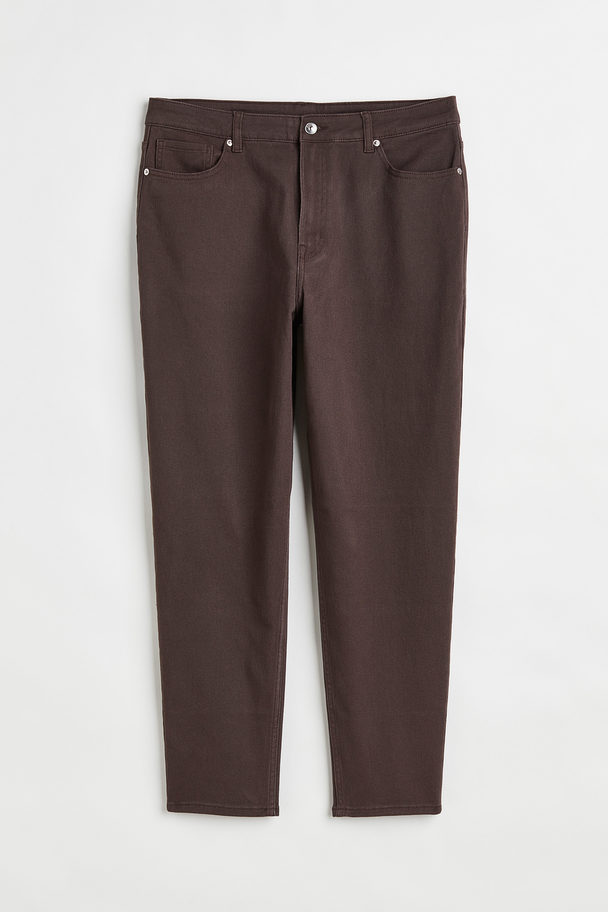H&M H&m+ Mom Loose Fit Twill Trousers Dark Brown
