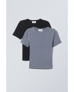 2-pack Slim Fitted T-shirt Svart