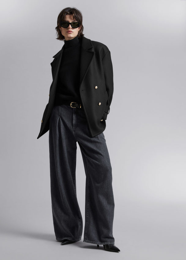 & Other Stories Oversized Peacoat Black