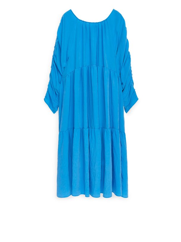 ARKET Lyocell Tier Dress Bright Blue